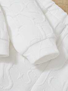 SHEIN 嬰兒女士時尚字母印花連帽長袖衛衣和褲子套裝 - 白色 - 查看 9