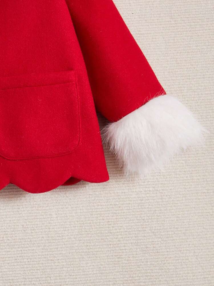 Little Girls' Woven Solid Color Spliced Collar Loose Elegant Coat
