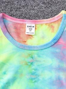 SHEIN Young Girl Fashionable And Versatile  Dress, Suitable For Daily Outings, School, Parties, And Streetwear, Suitable For Summer Wearing Alone And Spring/Autumn Match, Featuring Colorful Tie-Dye Process And Pleated Design With 3D Bow Decoration, Elegant, Sweet, And Cute Sweetheart Style,Holiday,Summer,Travel