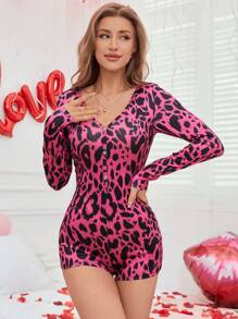 Women's Leopard Print Pajamas - Hot Pink - View 4