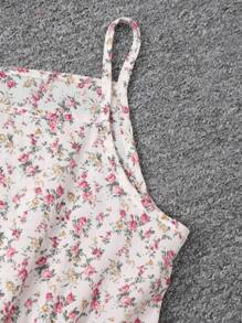 SHEIN Tween Girl 2pcs/Set Long Sleeve Jacket And Floral Printed Sleeveless Dress - Army Green - View 5
