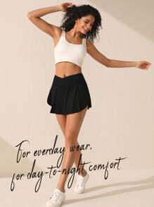 Lifespree Falda deportiva negra asimétrica de ocio para yoga de mujer - Negro - Ver 5