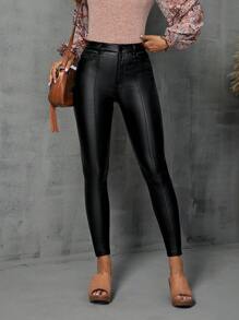 Quần dài ôm vừa vặn màu trơn thời trang dành cho nữ - màu đen - Xem 1