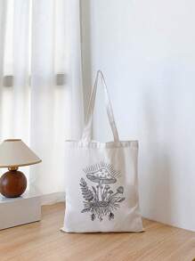Tatiana Trad Art Bolsa Tote De Compras De Lona Con Patrón De Estampado De Hongos - Blanco - Ver 4