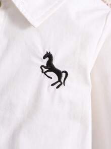 嬰兒男童馬印長袖襯衫 - 白色 - 查看 4