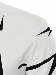 Men's 3D Geometric Pattern Fashion Casual Business Short Sleeve Shirt, Summer - White - View 3