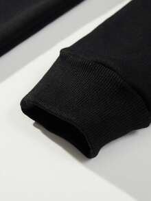 休閒簡約風格圓領毛絨衛衣,印有聖誕雪人和字母圖案 - 黑色 - 查看 3