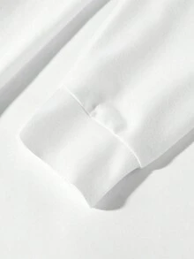 Men'S Round Neck Casual Pullover Sweatshirt With Text Print - White - View 5