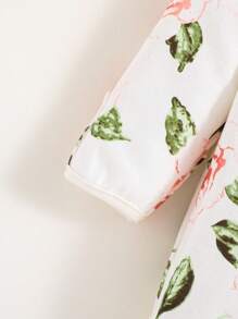 SHEIN 新生女嬰針織柔軟圓領長袖過肩睡衣套裝 - 彩色 - 查看 9