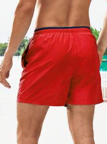 Surfspeed 男士字母圖案腰部抽繩泳褲 - 紅色 - 查看 2