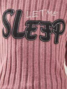 少女簡約風長袖長褲貼身兩件套家居服裝 - 藕粉色 - 查看 3