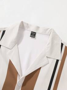 Manfinity Homme Men's Color-Block Striped Two-Piece Outfit , Vintage , Graphic , Office , Husband , Colorful