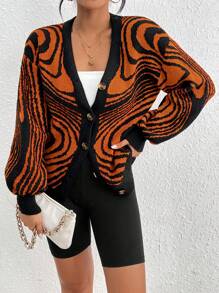 SHEIN Unity Cárdigan Con Botones Y Estampado En Toda La Prenda - Multicolor - Ver 3