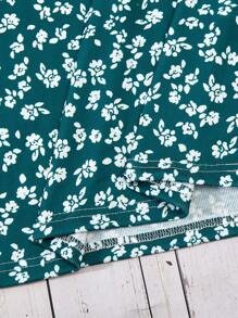 SHEIN 2 cái/bộ Màu thuần Áo thun Và In hoa Dây đeo Mì Ý  Đầm Đối với Cô gái tuổi teen - Nhiều màu - Xem 5