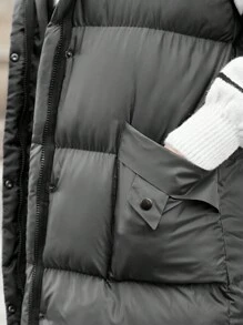 RueChic Zip Up Hooded Puffer Vest Coat - Army Green - View 7