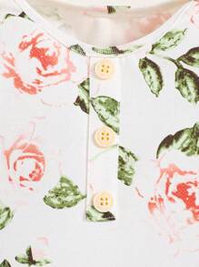 SHEIN 新生女嬰針織柔軟圓領長袖過肩睡衣套裝 - 彩色 - 查看 11