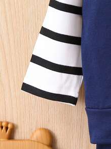 男宝宝可爱熊图案连帽背心上衣、T 恤和裤子 3 件套服装 - 彩色 - 查看 6