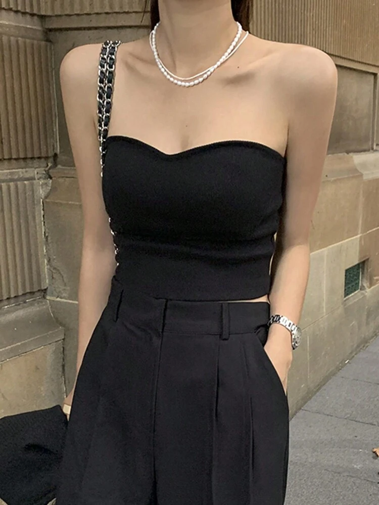 Solid Color Tube Top Summer,Crop Tops Women Sexy Women Tops Going Out Tops