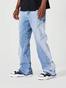 SUMWON Flare Fit Colour Blocked Jean - Blue - View 1