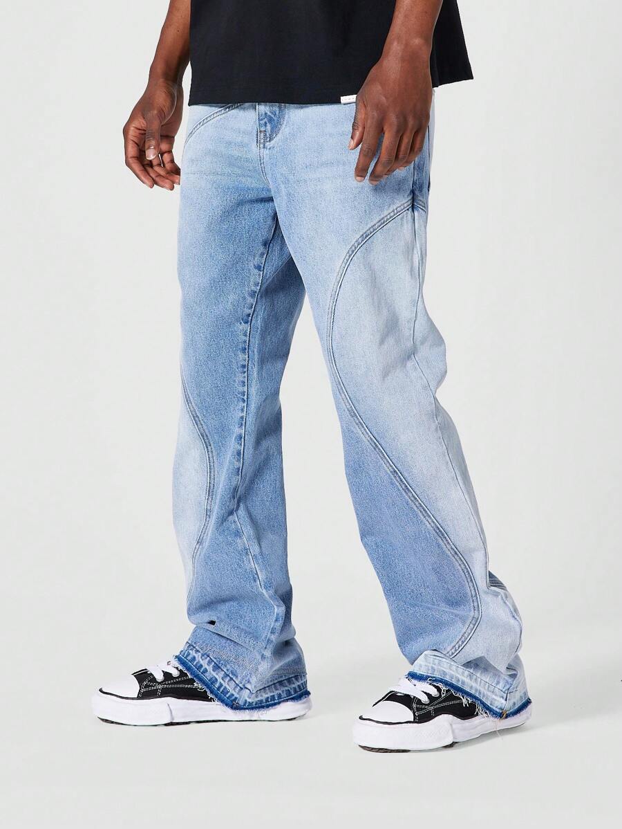 SUMWON Flare Fit Colour Blocked Jean - Blue - View 1
