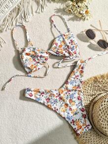 Swim Mod Summer Beach Women's Bikini Set, Random Printed Pattern Music Festival - Multicolor - View 2
