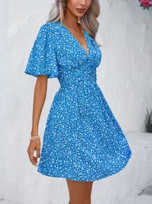Breezaya Women's Floral Ruffle Sleeve Dress - Blue - View 4