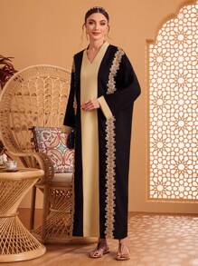 Al Najma Caftán De Manga Larga Con Adornos Y Apliques Para Mujer