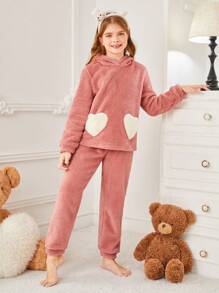 Tween Girls' Heart Pattern Home Wear Mommy And Me Matching Pajama Set (Each Set Sold Separately) - Watermelon Pink - View 8
