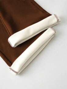 Calvaya Plus Size High Waisted Thermal Lining Pants - Brown - View 3