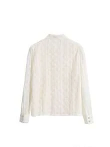 Women's White Single Breasted Button Shirt - Apricot - View 2