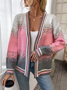 SHEIN LUNE Của phụ nữ Khối màu Thả vai Mở Mặt trước Áo len Mở - Nhiều màu - Xem 4
