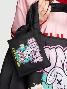 ROMWE Kawaii Hoạt hình Hình ảnh con thỏ &  chữ cái Túi mua sắm - Nhiều màu - Xem 8