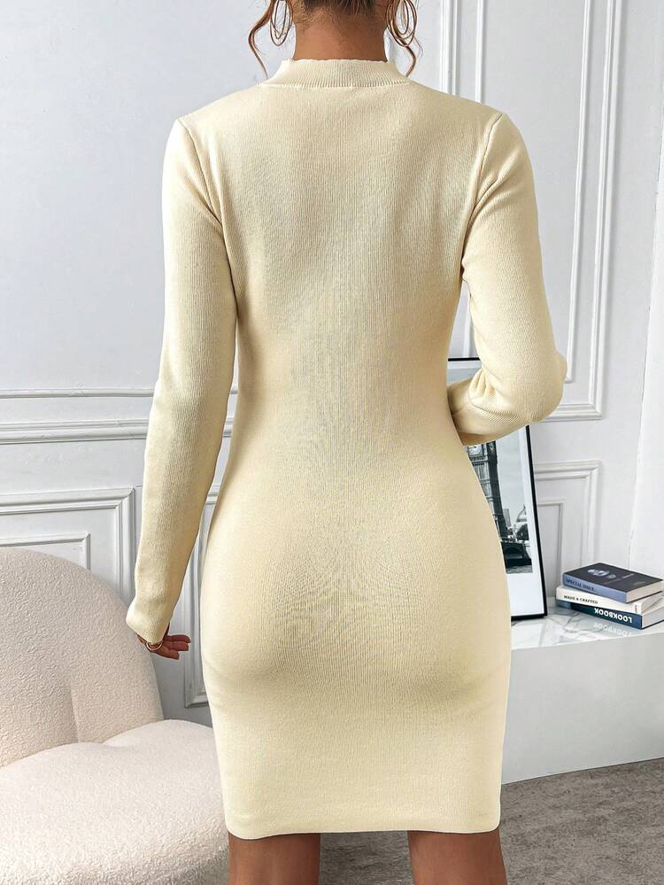 Women'S Hollow Long Sleeve Sweater Dress Fall Cloth For Women