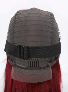 酒紅色直髮13x4前鬢編織人髮短髮空氣瀏海中分髮型綁帶,女士150%密度短髮綁帶前鬢編織髮套