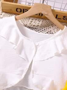 SHEIN Conjunto De Vestido Camisero Y Abrigo Con Dobladillo Con Volantes Para Niña Tween - Multicolor - Ver 6