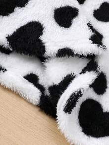 Ropa de invierno para hogar suave y cálida con patrón de corazones para niña preadolescente - Blanco y Negro - Ver 5