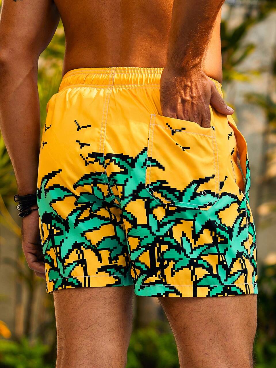 Men'S Tropical Print Beach Shorts