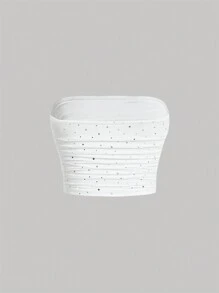 SHEIN MOD Women's Sequin Patchwork Strapless Top - White - View 2