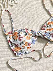 Swim Mod Summer Beach Women's Bikini Set, Random Printed Pattern Music Festival - Multicolor - View 3