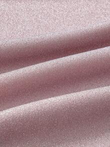 SHEIN MOD 女款華麗不對稱下擺連身裙,喇叭袖和抽繩開叉設計 - 粉色 - 查看 4