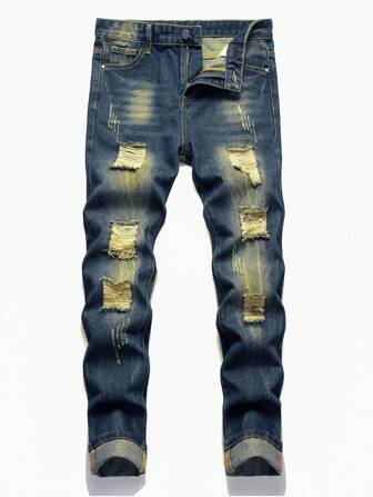 Teen Boy Distressed Vintage Washed Denim Jeans, Casual