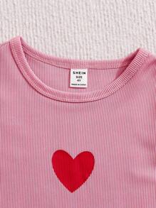 SHEIN Elladie kids 年輕女孩夏季休閒3入組t恤,可愛的圓領上衣有不同的顏色 - 彩色 - 查看 5