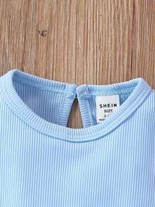 Conjunto De Vestido Azul Para Bebé Niña - Azul - Ver 3