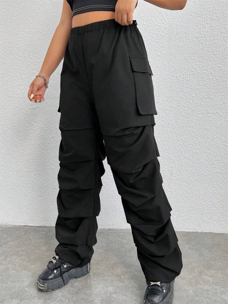 Women's Plus Size Drawstring Waist Pleated Trousers