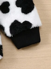 Ropa de invierno para hogar suave y cálida con patrón de corazones para niña preadolescente - Blanco y Negro - Ver 3