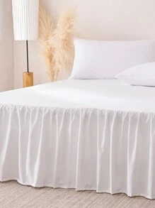 1pc Ruffled Bed Skirt, 15-Inch Drop, Easy To Install, Non-Slip Super Soft Bed Coverlet With Platform, Romantic Style, Suitable For Home Bedding And School Dormitory, Machine Washable, Oeko-Tex Certified - White - View 8