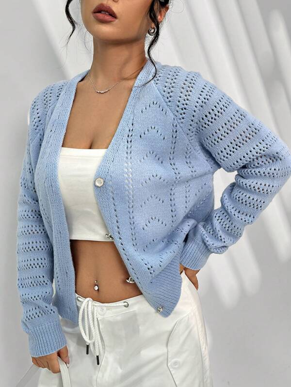 ニット カーディガン ボタン ホール ディテール | SHEIN JAPAN