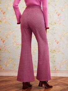 SHEIN DECDS 女士犬牙裝飾喇叭褲 - 粉色 - 查看 8