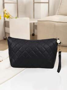 1 pezzo Borsa cosmetica ricamata a quadretti, borsa clutch monocolore, borsa multifunzionale portatile di grande capacità, borsa a mano, borsa per trucco per donne e ragazze, borsa per trucco, borsa per cosmetici, borsa per articoli da toeletta, cubi per imballaggio, articoli essenziali da viaggio, articoli essenziali per la crociera, articoli essenziali per il dormitorio, regali per damigelle, regali per la madre, regali di compleanno, regali per amici e insegnanti, decorazioni per la casa, decorazioni per il bagno, il soggiorno e la camera da letto, organizer per il bagno, organizer per gioielli, organizer per oli per labbra, organizer per smalti per unghie, organizer per articoli da viaggio e cosmetici, regali essenziali, accessori con cerniera