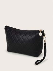 1 pezzo Borsa cosmetica ricamata a quadretti, borsa clutch monocolore, borsa multifunzionale portatile di grande capacità, borsa a mano, borsa per trucco per donne e ragazze, borsa per trucco, borsa per cosmetici, borsa per articoli da toeletta, cubi per imballaggio, articoli essenziali da viaggio, articoli essenziali per la crociera, articoli essenziali per il dormitorio, regali per damigelle, regali per la madre, regali di compleanno, regali per amici e insegnanti, decorazioni per la casa, decorazioni per il bagno, il soggiorno e la camera da letto, organizer per il bagno, organizer per gioielli, organizer per oli per labbra, organizer per smalti per unghie, organizer per articoli da viaggio e cosmetici, regali essenziali, accessori con cerniera